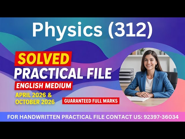 NIOS CLASS 12th PHYSICS (312) PRACTICAL FILE 2026 #nios @niosstudypoint7 