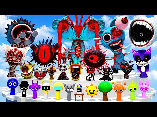 SPARTAN KICKING NEW All SPRUNKI MR SUN MOON TREE FUN COMPUTER ALL PHASE in SKYTOWER Garry's Mod
