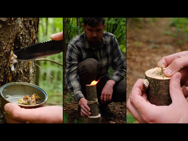 How to Make Bushcraft Candle in 5 Minutes #bushcraft #survival #primitiveskills #camping #outdoors