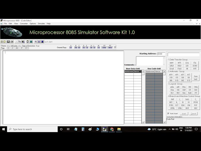 MP 8085 SIMULATION EXAMPLES ARITHMETIC INSTRUCTIONS