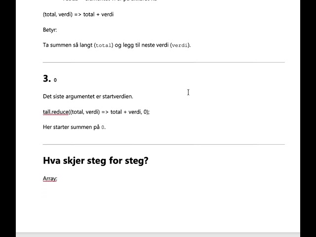 Funksjonen reduce() (summere) i Javascript