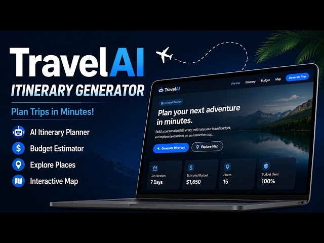 TravelAI – AI Itinerary Generator Website ✈️🌍 | HTML CSS JavaScript Project | Travel Planner