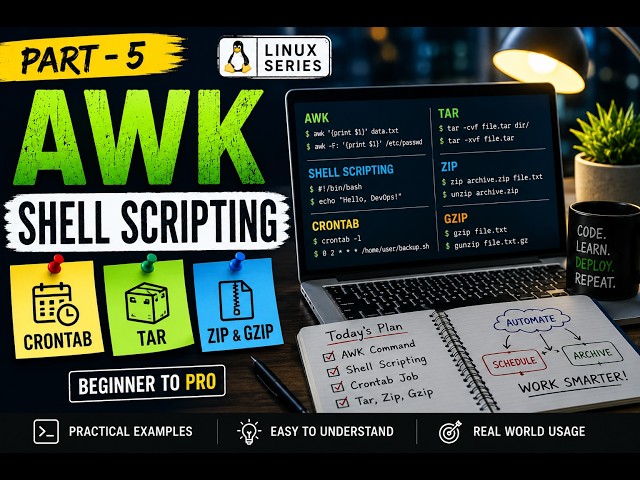AWK, Shell Scripting & Crontab Explained | Linux Commands Every DevOps Engineer Must Know