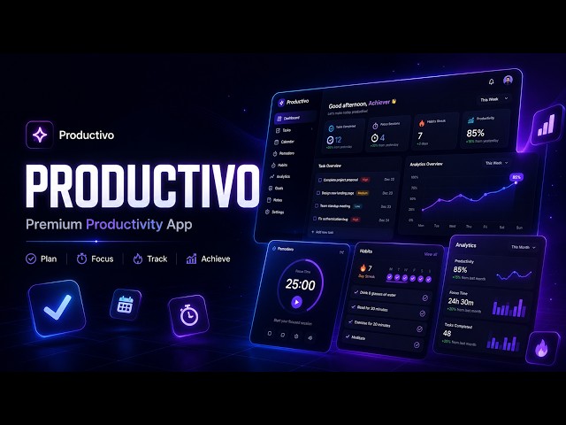 Productivo - Premium Productivity Web App | React + TypeScript + Tailwind CSS