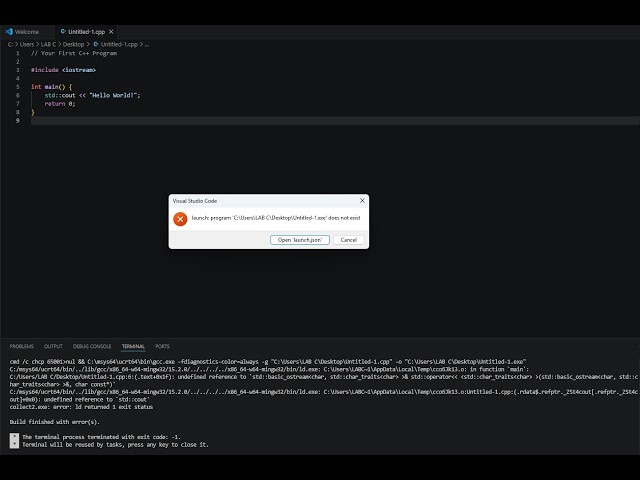 VS Code Launch Program Does Not Exist Error Solution | C++ Compile & Run Fix