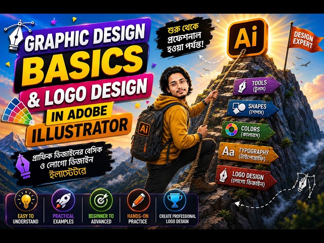 Graphic Design Basics & Logo Design in Adobe Illustrator | Beginner Tutorial বাংলা (Bangla)