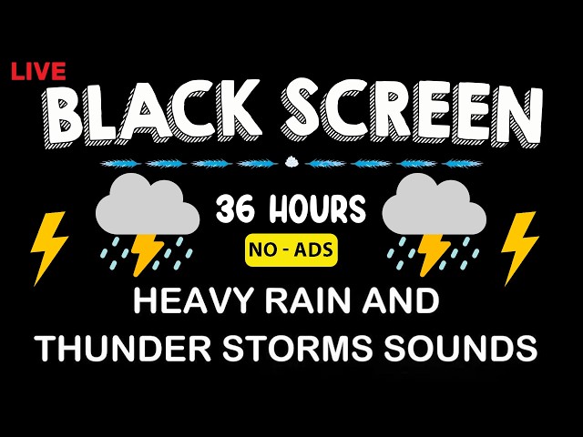 🔴 Defeat Insomnia in 3 Minutes - Night Heavy Rain and Pure Thunder Sounds for Sleeping