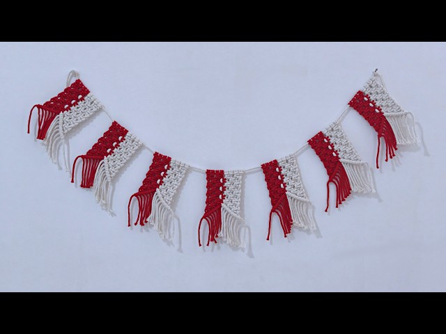 DIY Easy Boho Macrame Banner | Macrame Bunting Tutorial | Indonesian Flag