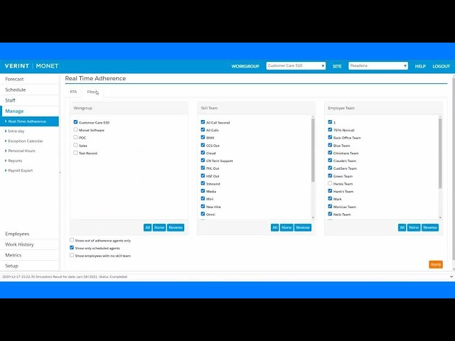 Verint Monet Real-Time Adherence Demo
