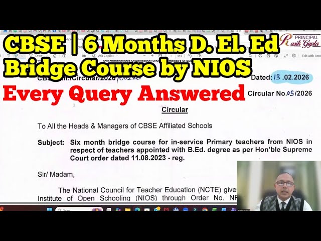 CBSE | 6-Month D. El. Ed Bridge Course for Primary Teachers (NIOS) | Everything you need to know.