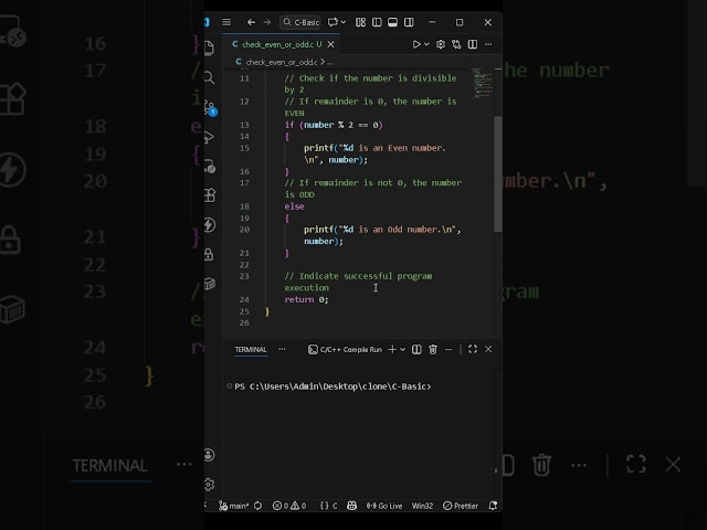 C Program to Check Even or Odd  Modulus Operator Explained for Beginners #cprogramming #coding