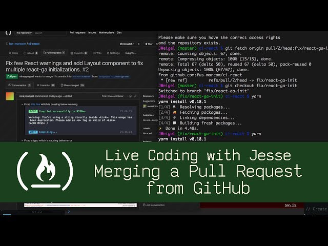 Merging a Pull Request from GitHub - Live Coding with Jesse