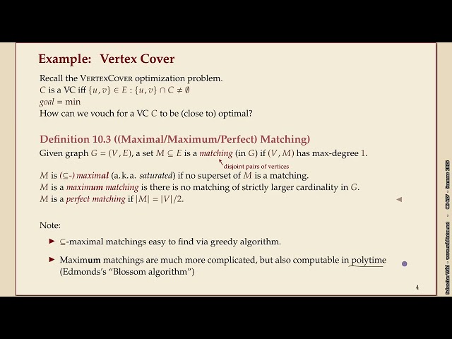 Advanced Algorithms (Summer 2025) 10-2  Vertex Covers and Matchings