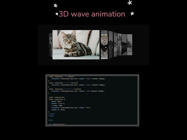 How to create 🔥 3D Wave Image Gallery using HTML, CSS 🌀.#coding #viral #shortsfeed #shorts