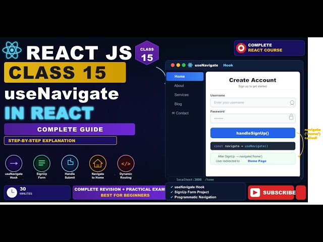 React JS Class 15 | useNavigate Hook in React Router DOM | Redirect After Signup