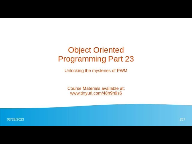 DPB's Object Oriented Programming using Python (class 23) -- PWM Mysteries