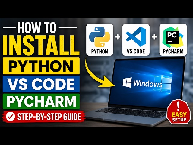 Windows Install Python, PyCharm & VsCode | Python for AI Coding  | Lesson 2