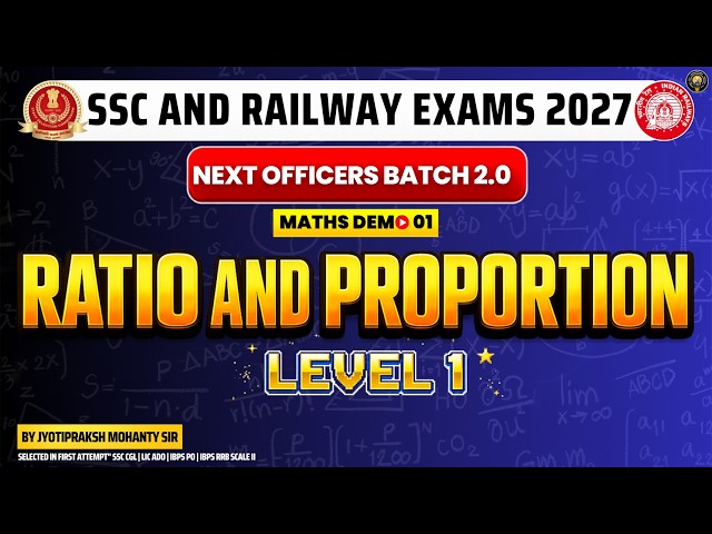 RATIO PROPORTION LEVEL 1 Class| Demo Class 01| Next Officers Batch 2.0 by Jyotiprakash Sir| SSC MONK