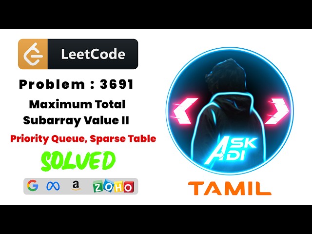 LeetCode 3691 Solved Using Priority Queue + Sparse Table | Maximum Total Subarray Value II | Ask Adi
