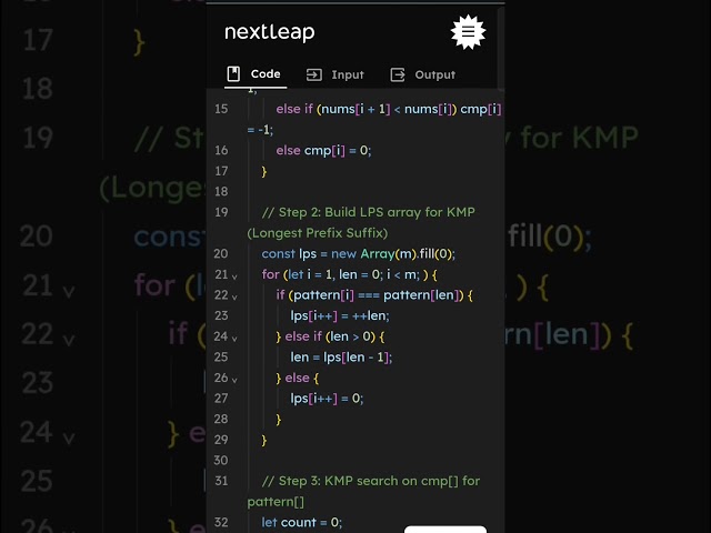 Count Subarrays Matching Pattern — JavaScript Solution Explained | KMP Algorithm | LeetCode Pattern