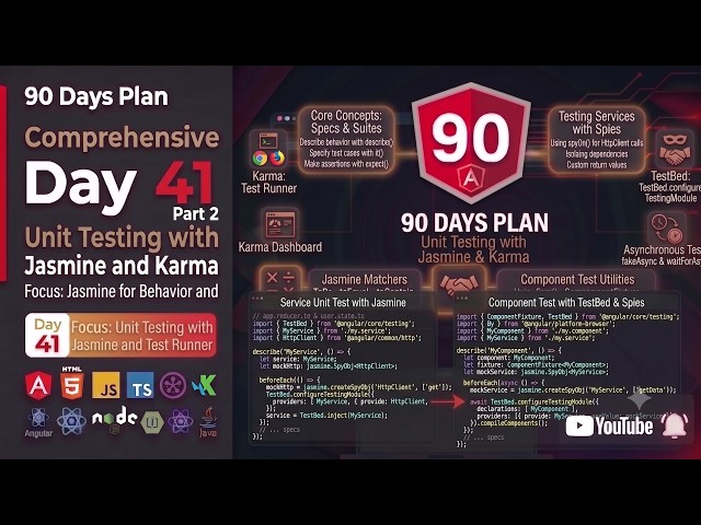 🔥 Day 41 - Part 2 - Unit testing - Angular 90 Days Plan | Unit Testing in Angular, Jasmine Karma🚀