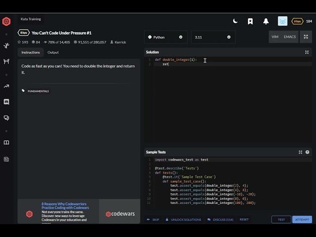 codewars python You Can't Code Under Pressure #1