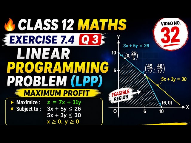 🔥 Class 12 Maths | Exercise 7.4 Q 3 | Linear Programming Problem (LPP) | Maximum Profit