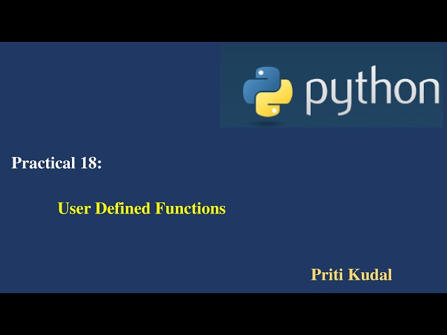Python Lecture 18 User Defined Function
