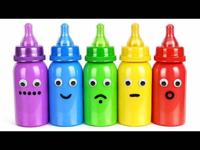 Satisfying Video | DIY How To Make Rainbow Milk Bottle From Mixing Slime Cutting ASMR