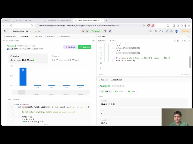 LeetCode 88: Merge Sorted Array | Top Interview 150 Explained