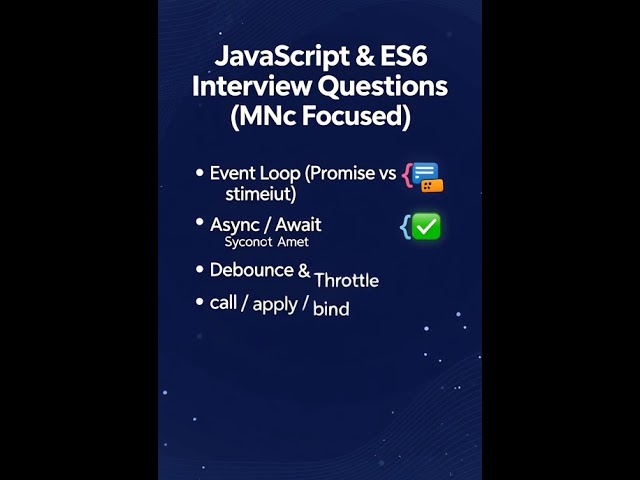 🚀 JavaScript & ES6 Interview Questions (Top MNC Prep)