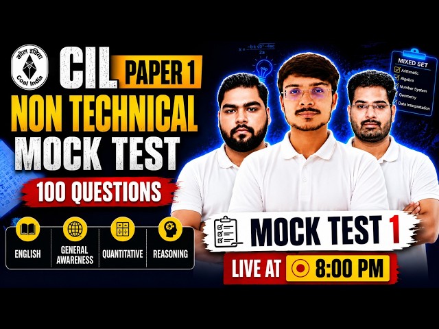 Coal India Paper 1 Non Technical Mock Test 2026 | Coal India Recruitment| Practice set