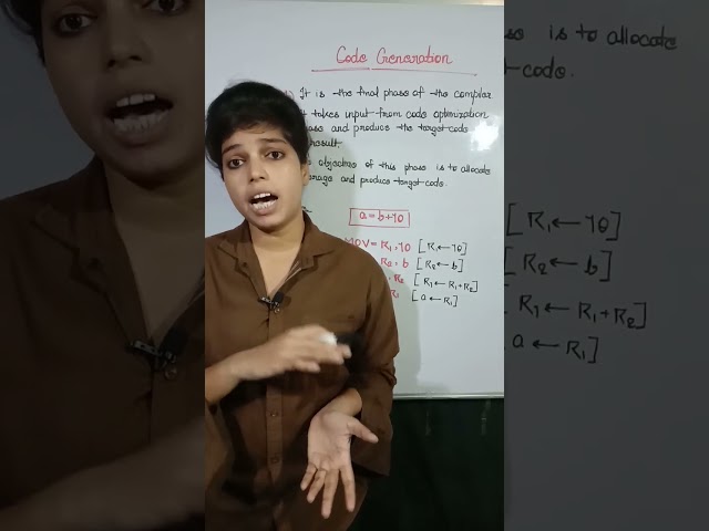 Code Generation phase of Compiler | #compilerdesign #engineering #cse #shorts #codegeneration #compi