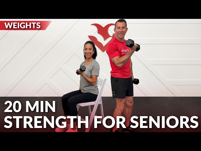 20 Min Strength Training for Seniors Exercise at Home - Chair Workout Weight Training Over 70