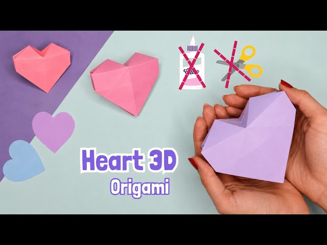 Easy 3D Origami Heart ❤️ No Glue | DIY Paper Heart Tutorial | Easy Origami for Beginners