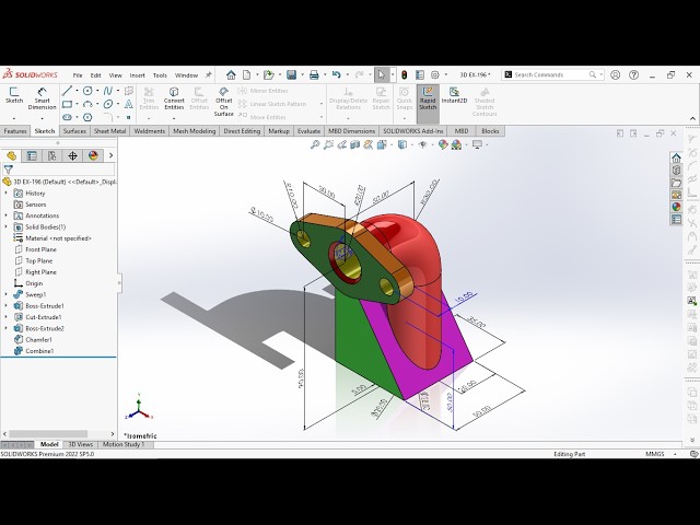SolidWorks Tutorial for Beginners | Exercise 196