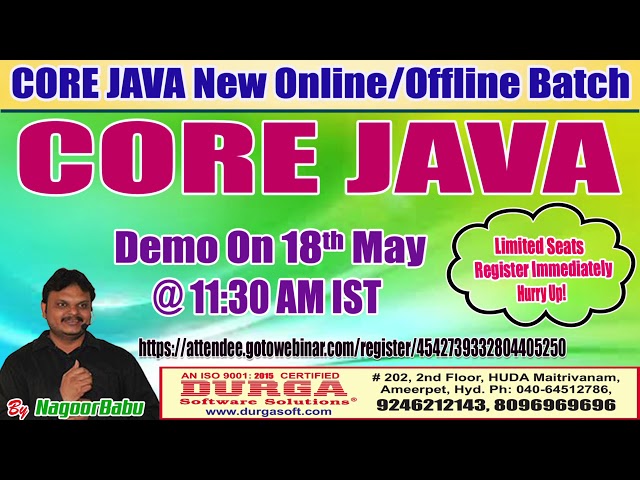 CORE JAVA Online Training in DURGASOFT