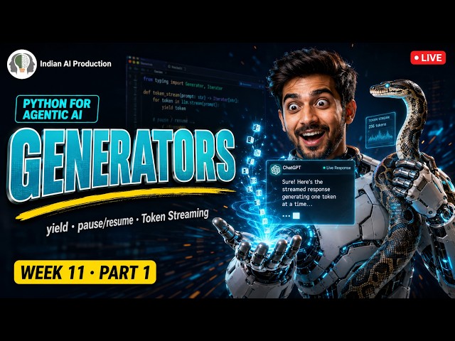 How LLM Token Streaming Works in Python — Generators & yield (Hindi) | Agentic AI Engineers 🔴 W11·P1