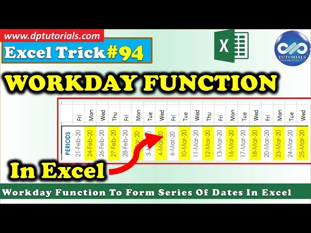 How To Use Workdays Function To Form Series Of Dates For Gantt Chart || Excel Tricks || dptutorials