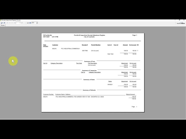 Manual Receipt and Refund -Building Permits  - Eden/Tyler