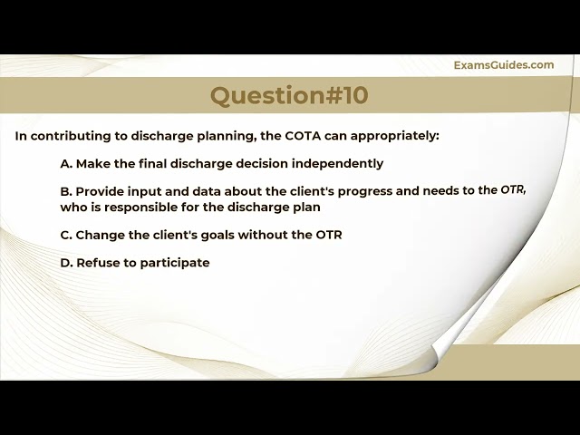 NBCOT COTA (OT Assistant) Exam 2026 New Practice Questions | Study Guide