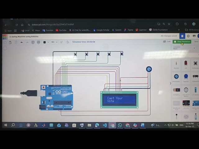 Electronic Voting Machine | Circuit | Project | Tinkercad design | #giki #semester #project #2025