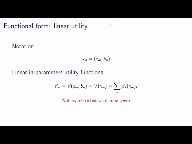 5.2.1 Systematic part of the utility function