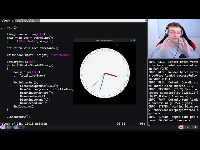 Coding an Analog Clock in C