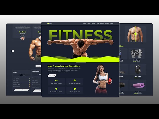Responsive Modern Gym Website Design – HTML, CSS & JS – Header, Home,  About - Part 1