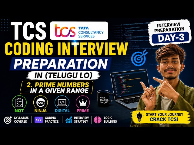 TCS Interview Preparation Day-3 | Prime Numbers in a Given Range | Top 100 Problems | Java
