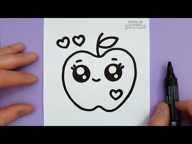 How to Draw a Cute Apple | Easy Step by Step Drawing