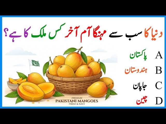 General Knowledge | Food Facts | Urdu MCQs | Country Facts |