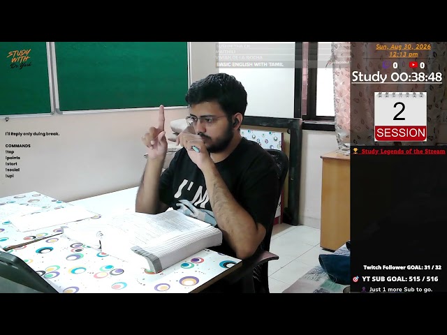 📚 Study With Me 3rd Session| Pomodoro method | 50 Mins Study , 10 Mins break | 12 Sessions.