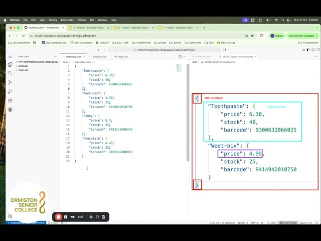 7) Python Project - Create a JSON file